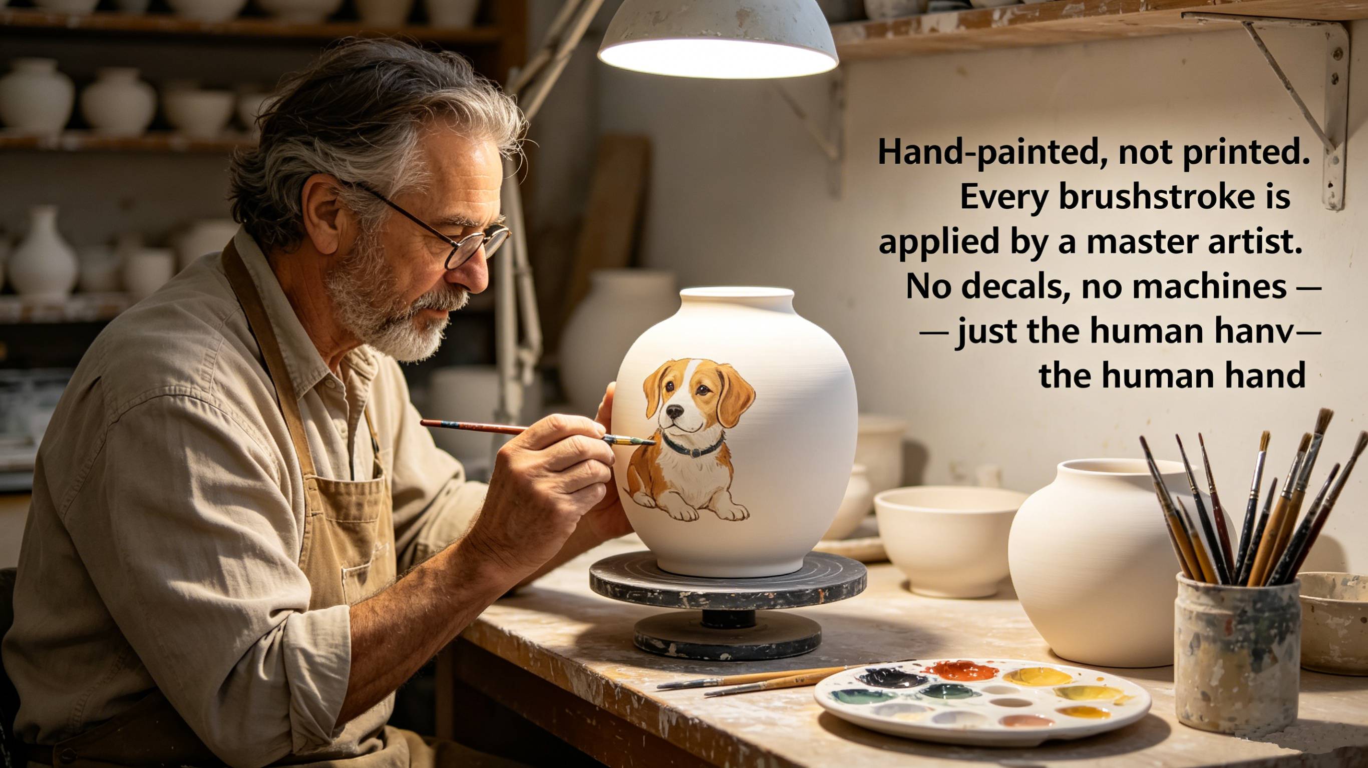 Hand-painted urn with floral details